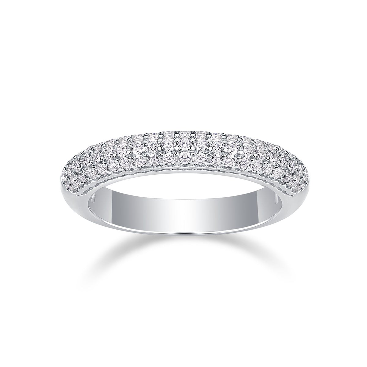 0.504 Carat Moissanite Half Eternity Ring in S925 Silver with Platinum Plating