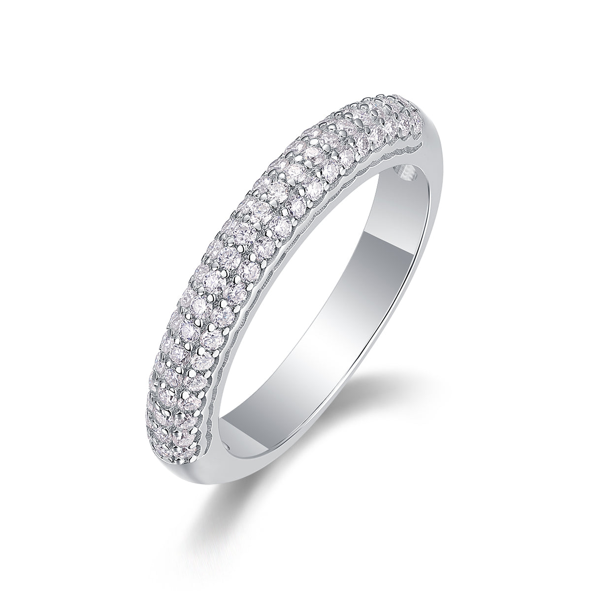 0.504 Carat Moissanite Half Eternity Ring in S925 Silver with Platinum Plating