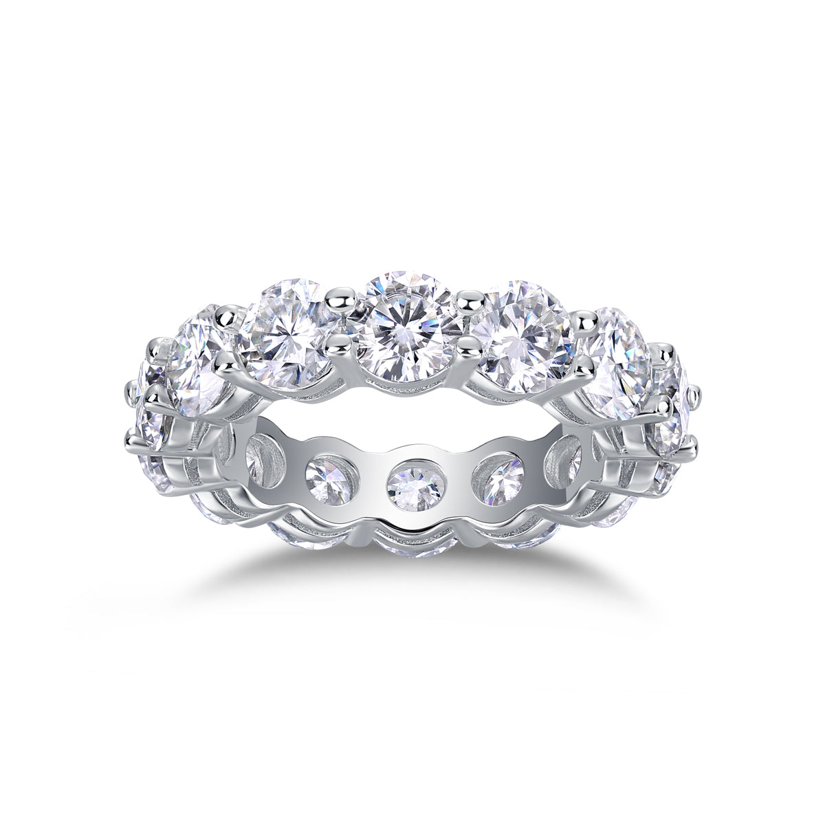 6.5 Carat Round Moissanite Eternity Ring in S925 Silver Plated Platinum