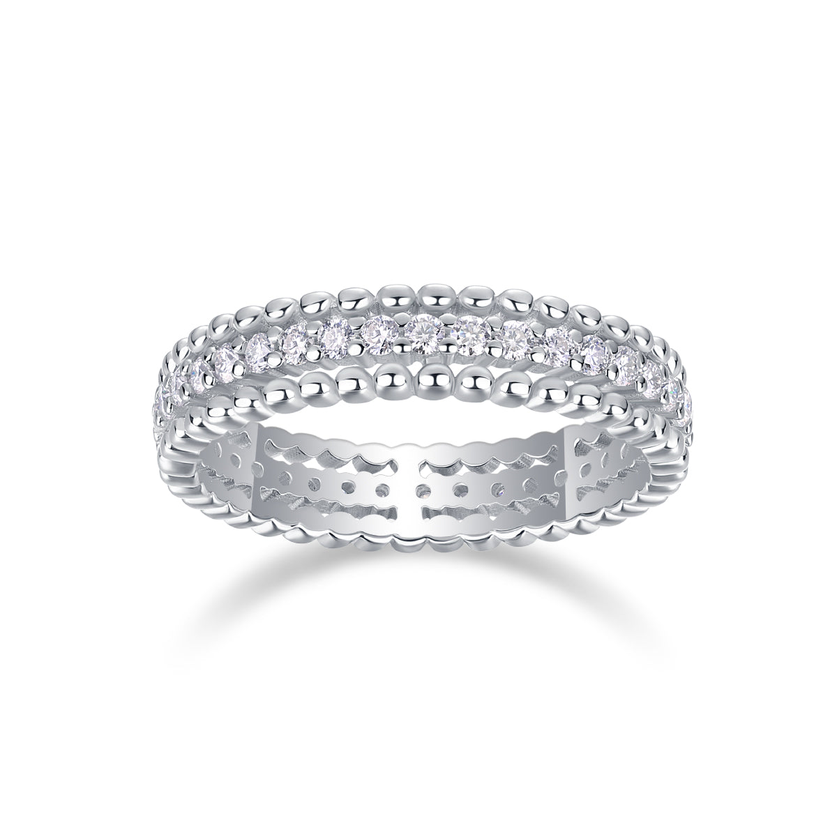 0.6 Carat Moissanite Eternity Ring in S925 Silver Plated Platinum for Women