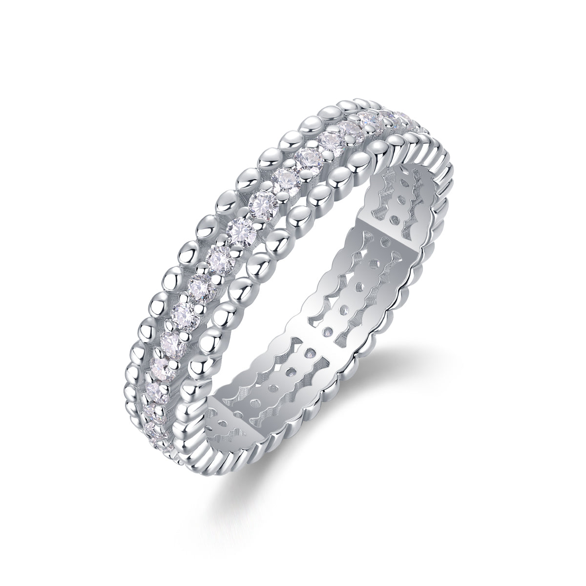 0.6 Carat Moissanite Eternity Ring in S925 Silver Plated Platinum for Women