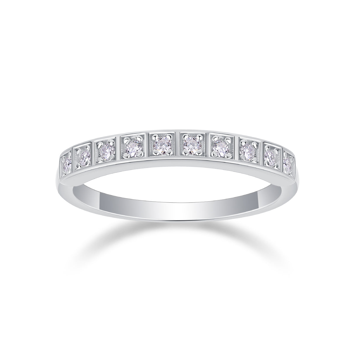 Moissanite Half Eternity Ring in S925 Silver Plated Platinum - 0.15 Carat for Women