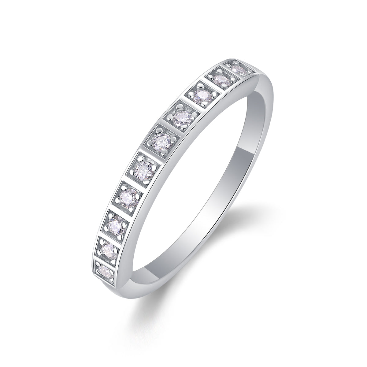 Moissanite Half Eternity Ring in S925 Silver Plated Platinum - 0.15 Carat for Women