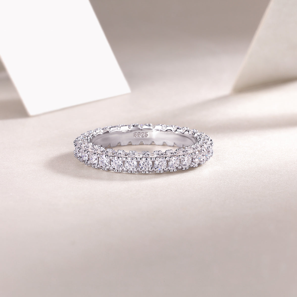 Stunning 2.1 Carat Moissanite Eternity Ring in S925 Silver and Platinum for Women