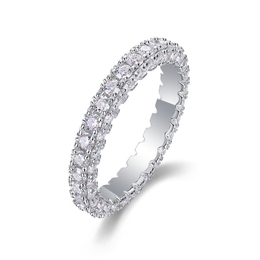 Stunning 2.1 Carat Moissanite Eternity Ring in S925 Silver and Platinum for Women