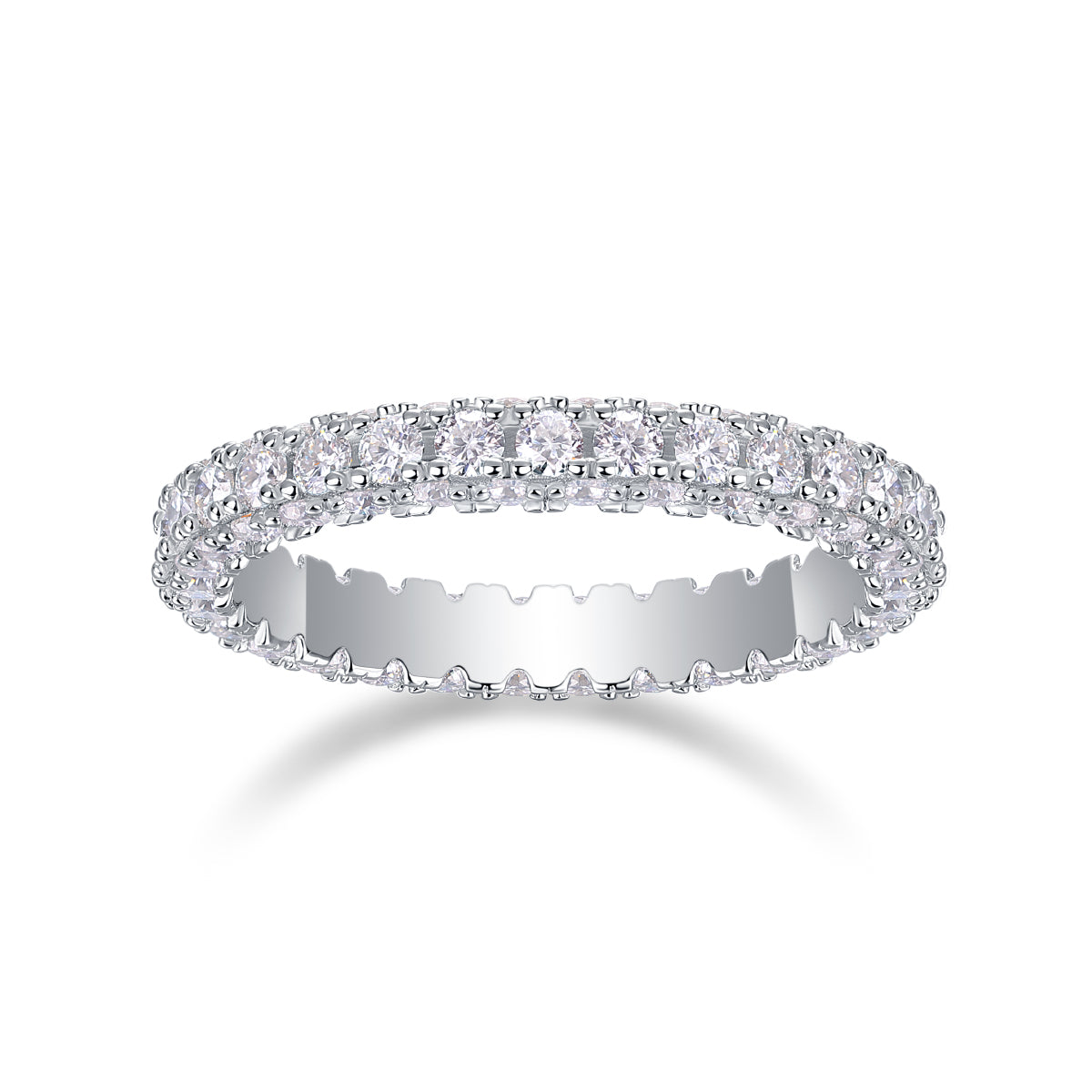 Stunning 2.1 Carat Moissanite Eternity Ring in S925 Silver and Platinum for Women