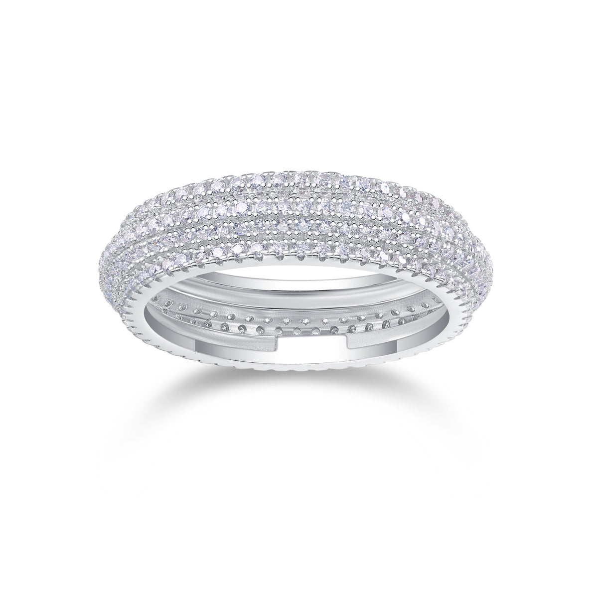 1.47 Carat Moissanite Eternity Ring in S925 Silver with Five Rows of Platinum Plating