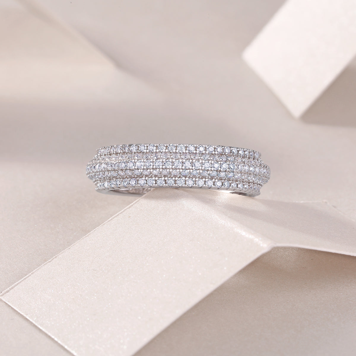 1.47 Carat Moissanite Eternity Ring in S925 Silver with Five Rows of Platinum Plating