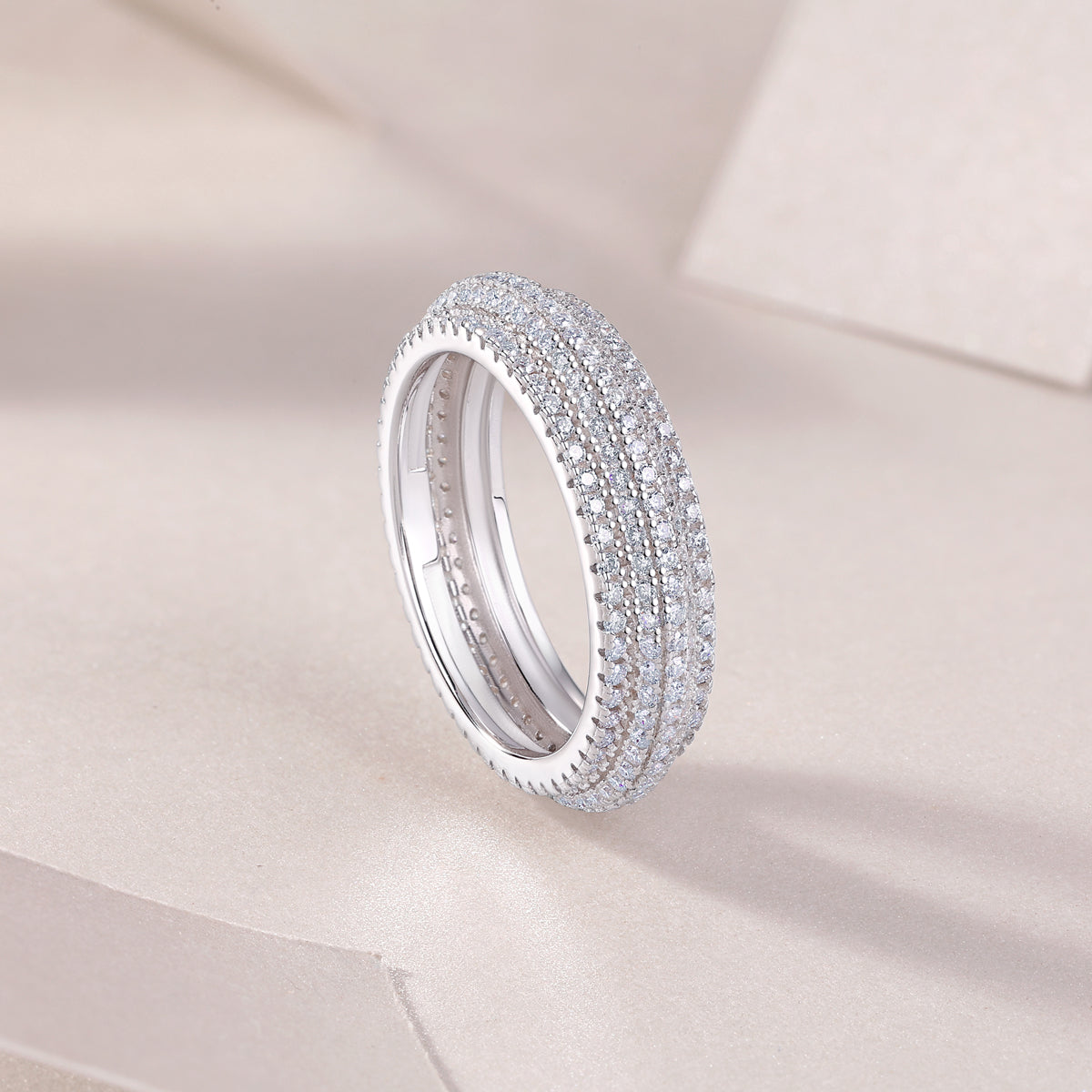 1.47 Carat Moissanite Eternity Ring in S925 Silver with Five Rows of Platinum Plating