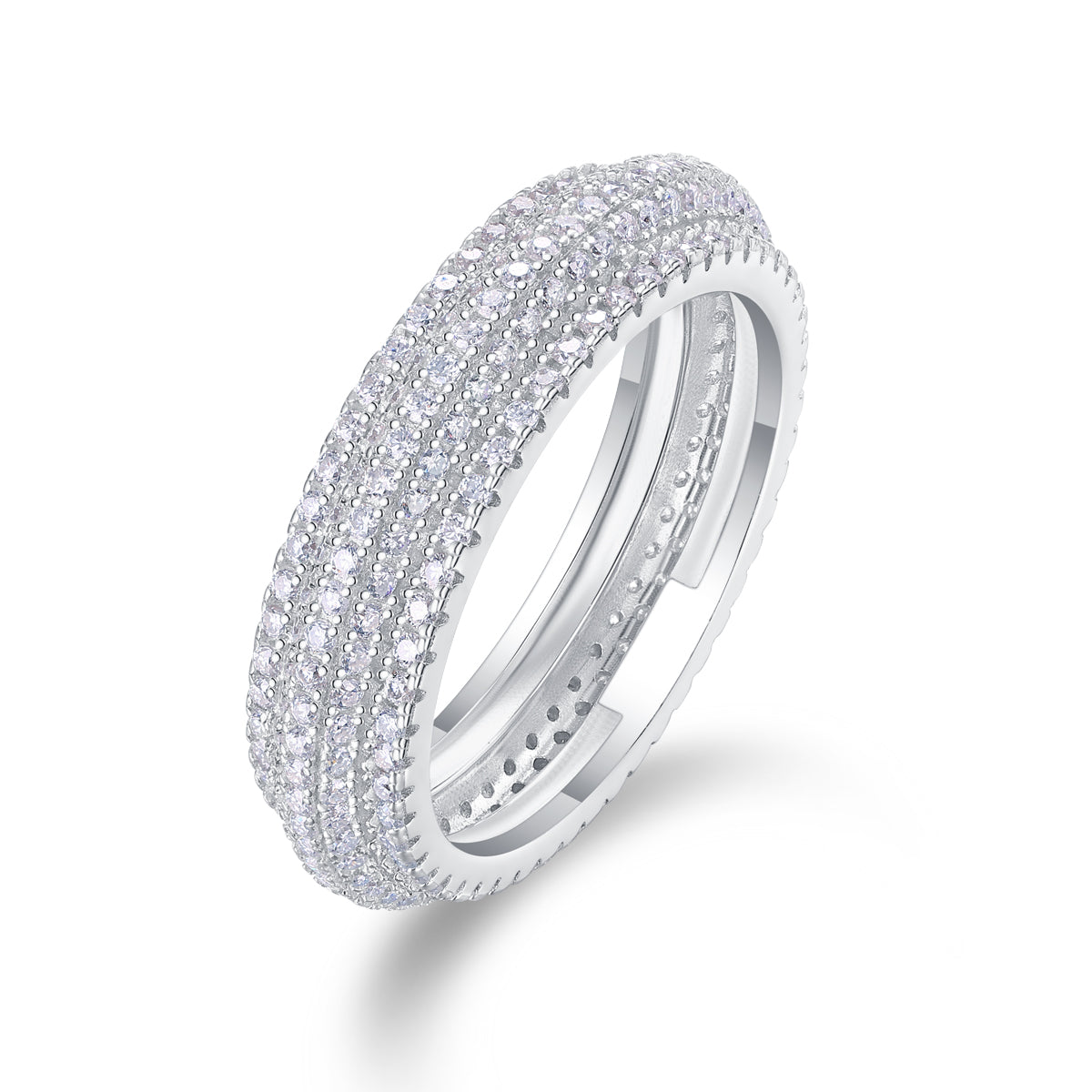 1.47 Carat Moissanite Eternity Ring in S925 Silver with Five Rows of Platinum Plating