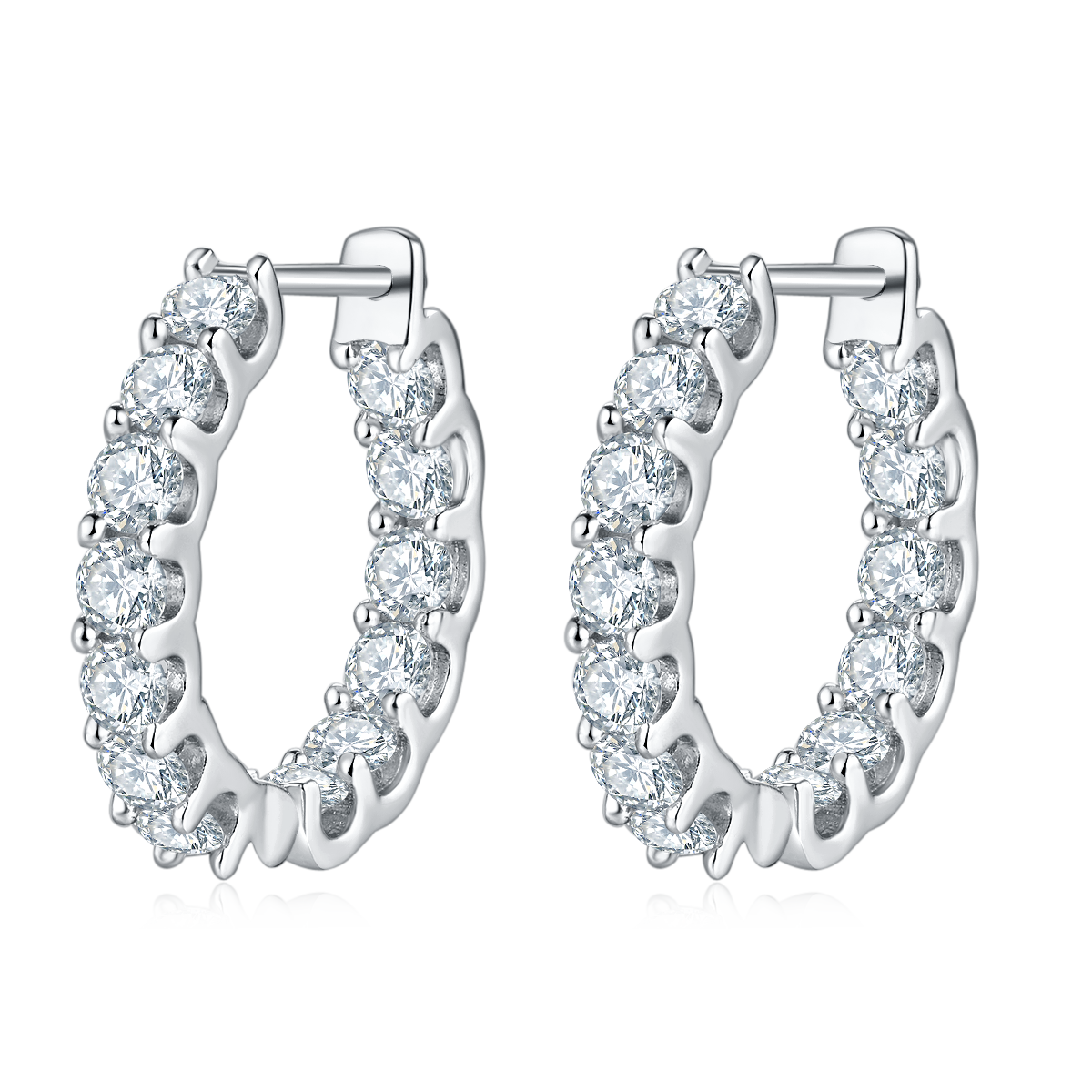 Elegant Moissanite & S925 Silver Plated Platinum Hoop Earrings