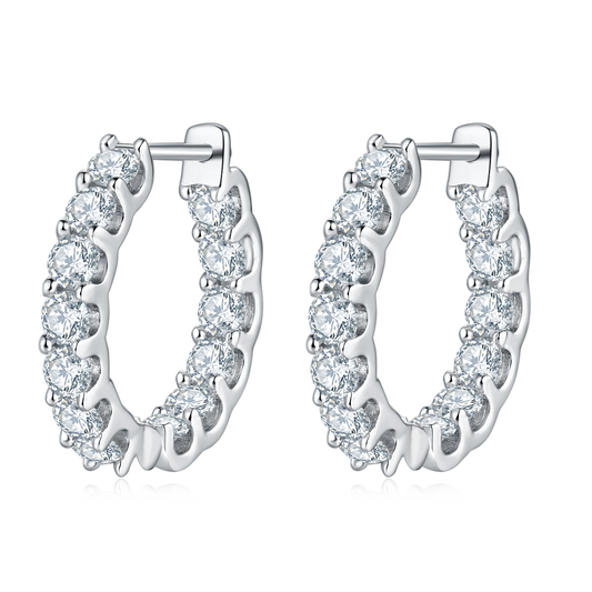 Elegant Moissanite & S925 Silver Plated Platinum Hoop Earrings