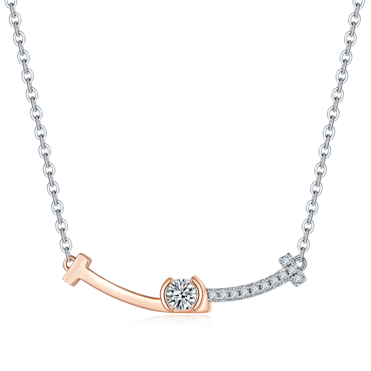 0.2 Carat Moissanite Sterling Silver & Platinum Two-Tone Necklace