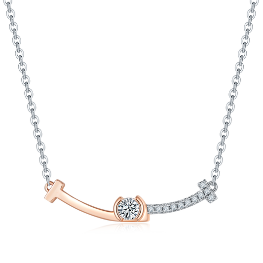 0.2 Carat Moissanite Sterling Silver & Platinum Two-Tone Necklace