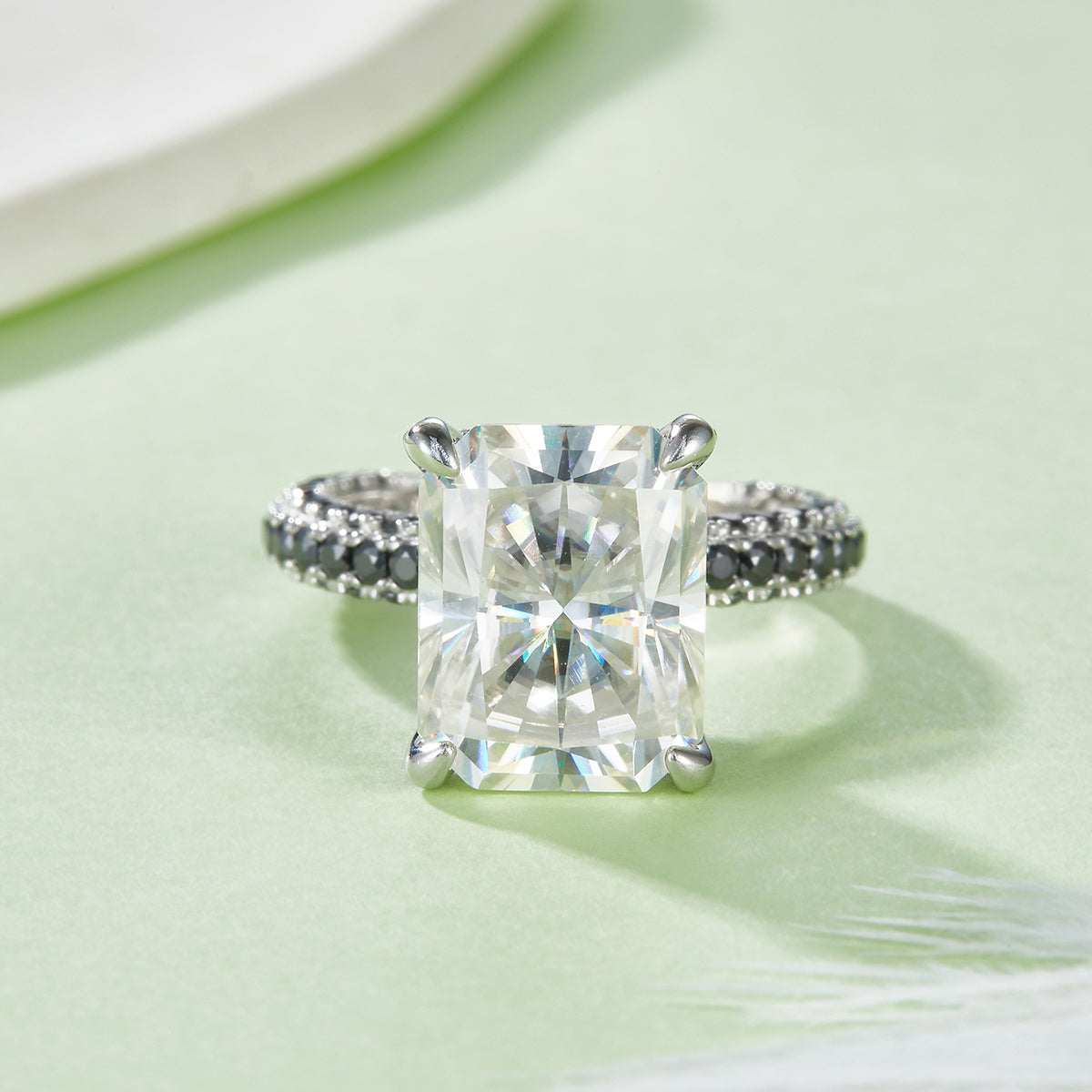 8.0 Carat Two-Tone Moissanite Ring in S925 Silver and Platinum