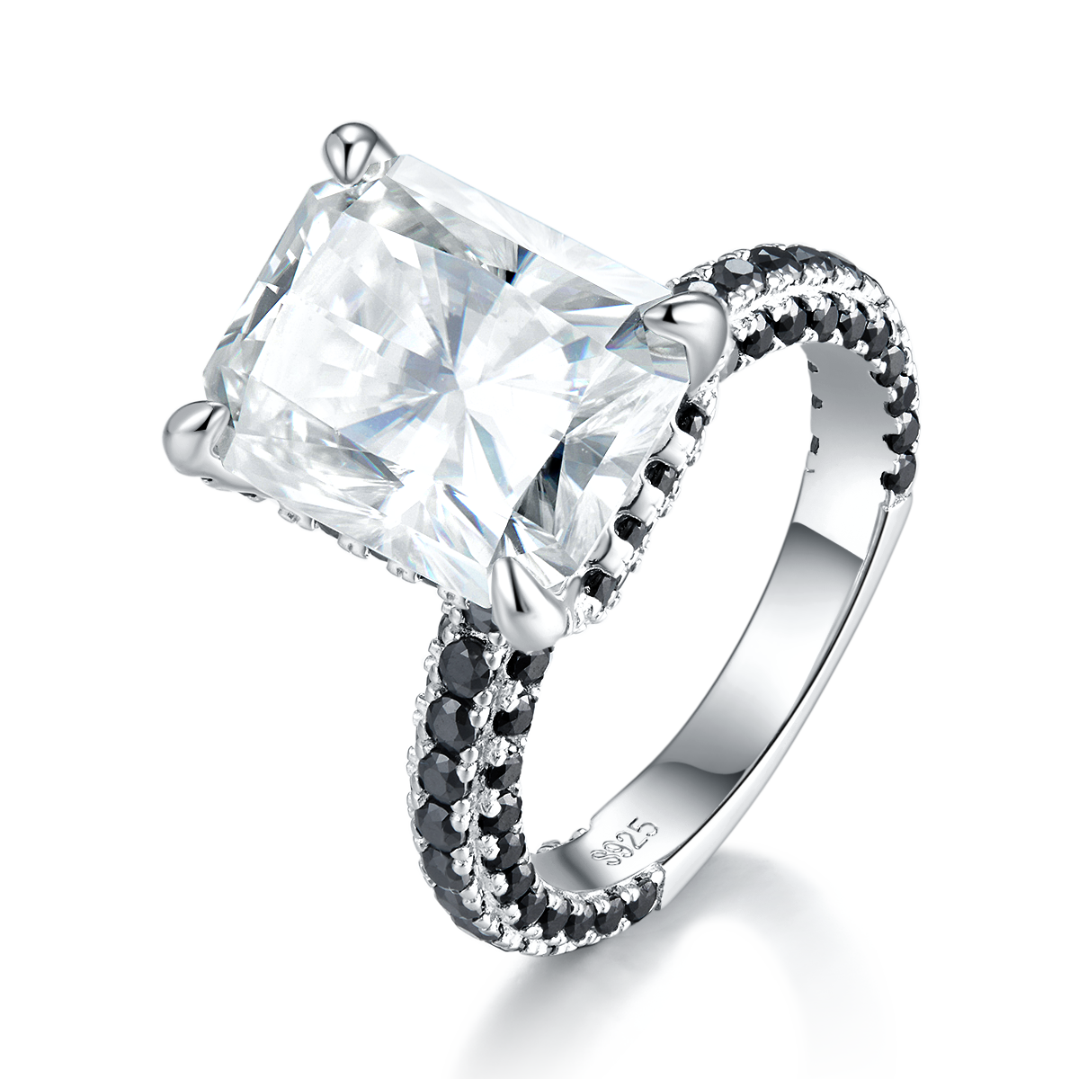 8.0 Carat Two-Tone Moissanite Ring in S925 Silver and Platinum