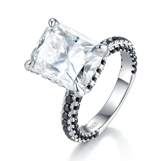 8.0 Carat Two-Tone Moissanite Ring in S925 Silver and Platinum