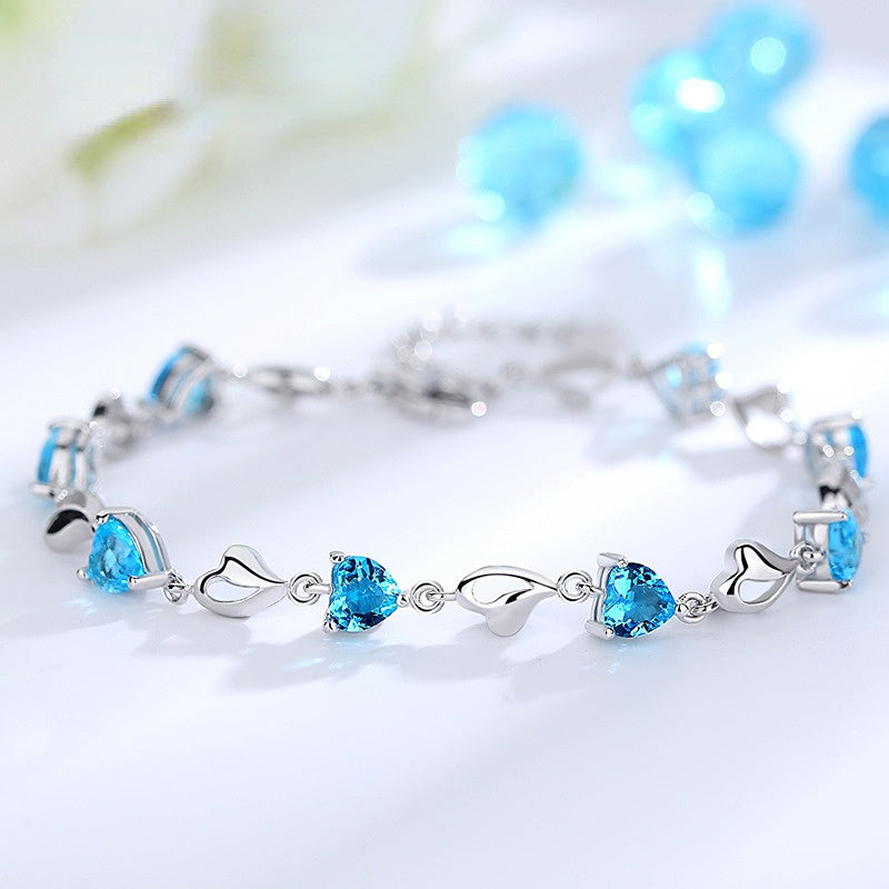 Heart Zircon Love Silver Bracelet for Women