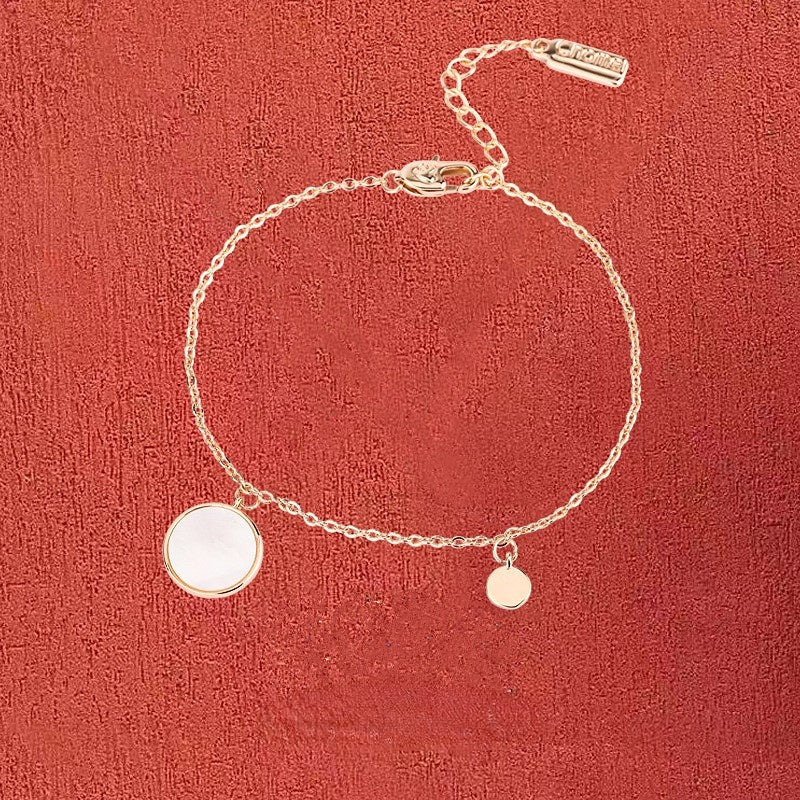 Round Mother of Pearl Silver Bracelet for Women