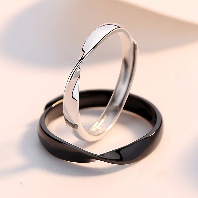 Shop for Solid Rhodium Plated Lover's Couple Ring online by Zavya