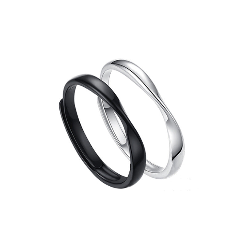 Two Colour Mobius Ring Silver Couple Ring