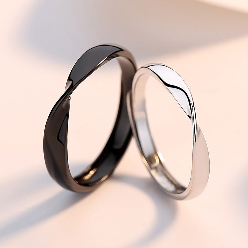 Two Colour Mobius Ring Silver Couple Ring