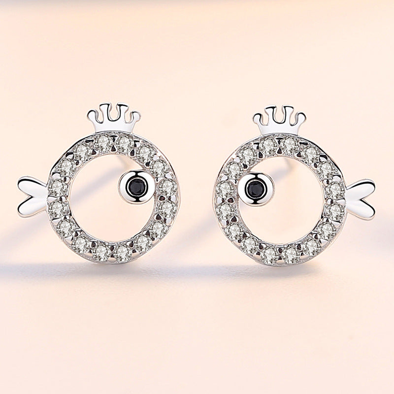 Small Kiss Fish Silver Studs Earrings for Women