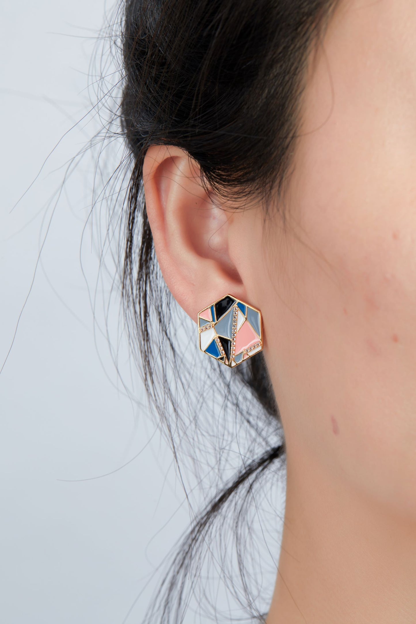 The Seine Series Colourful Enamel Studs Earrings for Women