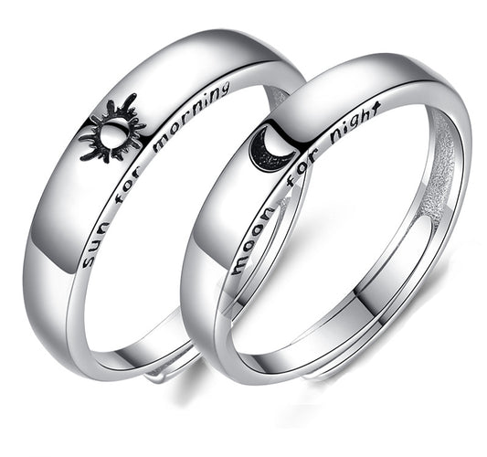 Sun Day and Moon Night Silver Couple Ring