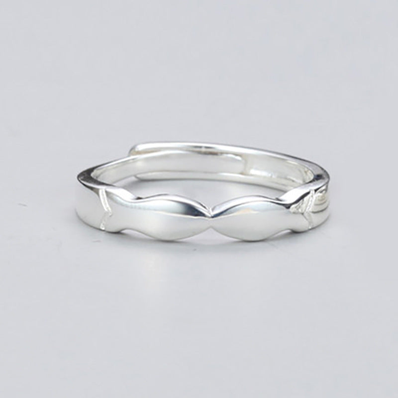 Kissing Fish Silver Couple Ring for Women