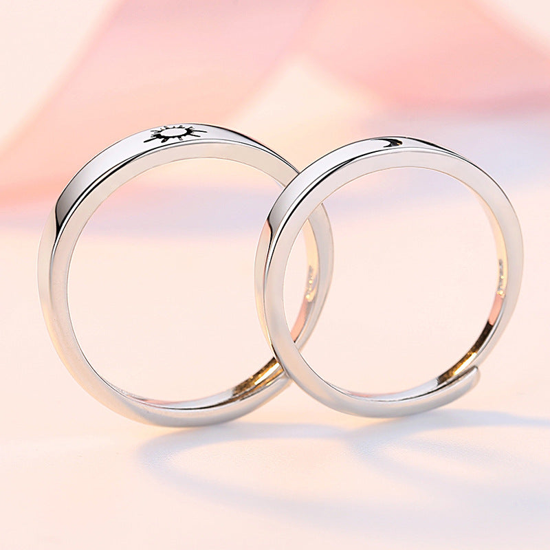 Sun Moon Silver Couple Ring