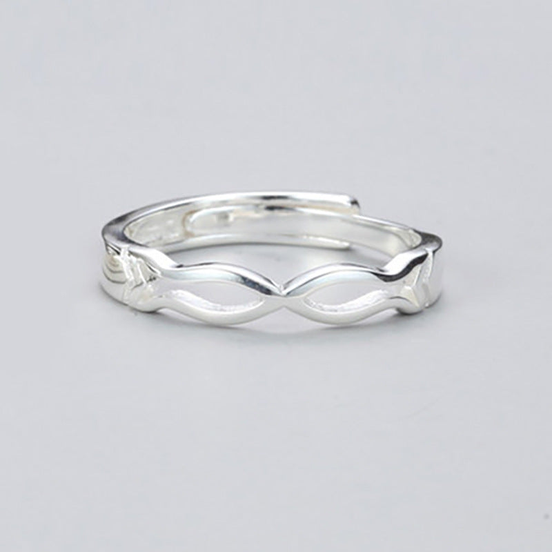 Kissing Fish Silver Couple Ring for Women