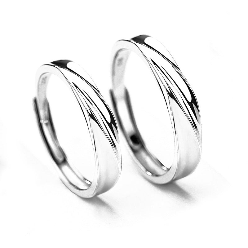 Stripe Silver Couple Ring