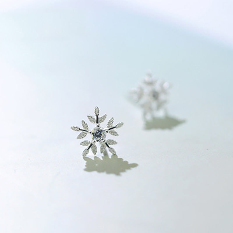 Mini Snowflake Silver Studs Earrings for Women