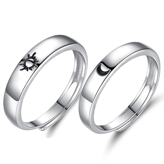 Sun Moon Silver Couple Ring