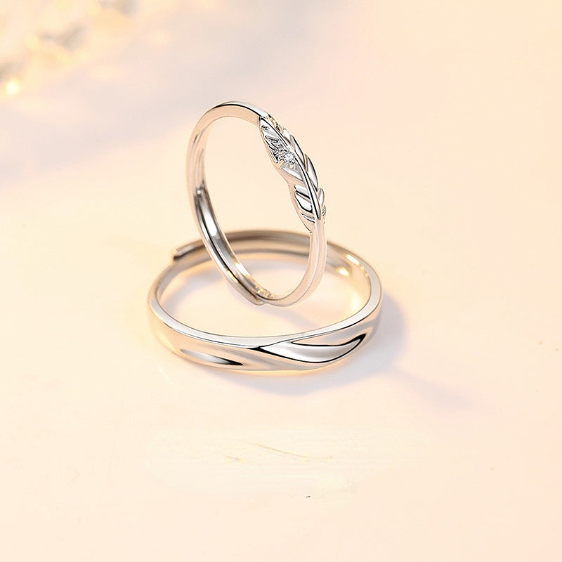 Cupid Feather Silver Couple Ring for Women