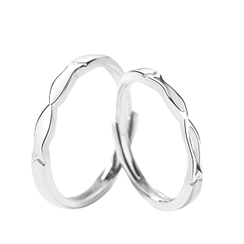 Kissing Fish Silver Couple Ring for Women