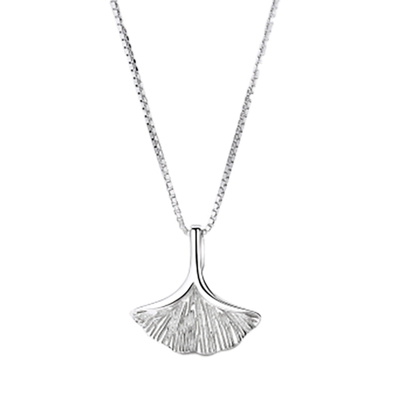 Ginkgo Leaf Pendant Silver Necklace for Women