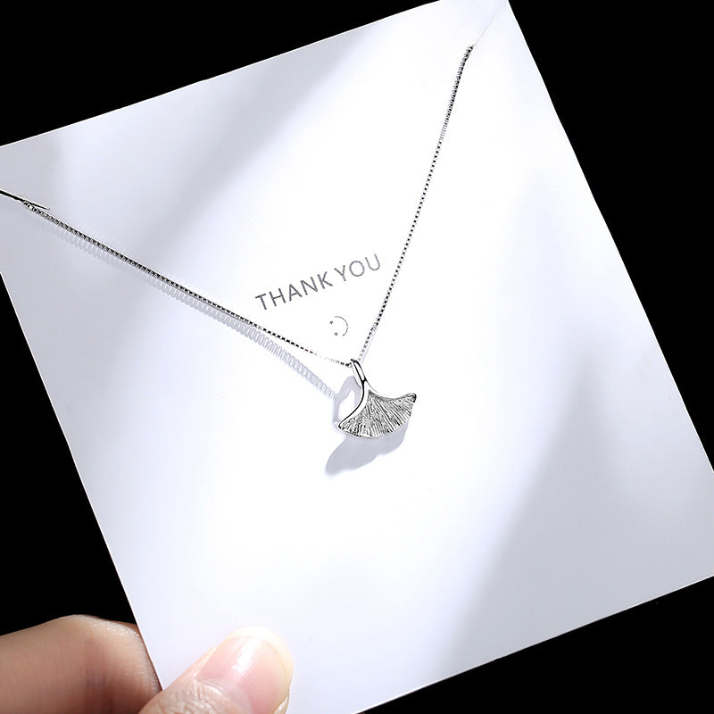 Ginkgo Leaf Pendant Silver Necklace for Women