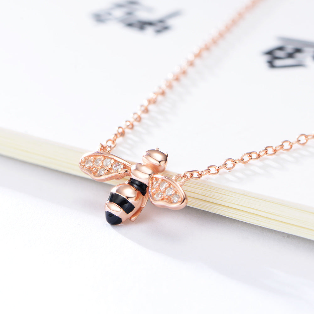 Little Bee Pendant Silver Collarbone Necklace for Women