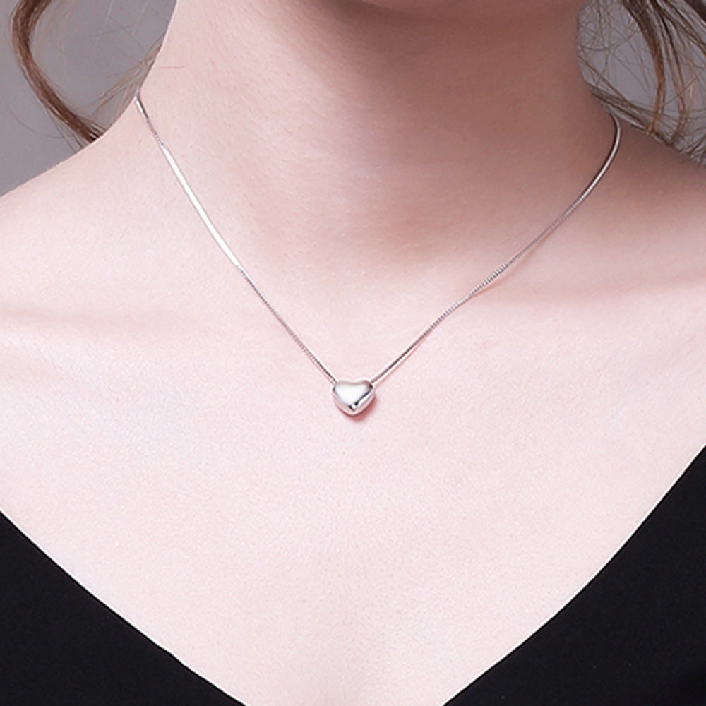 Heart Pendant Silver Necklace for Women