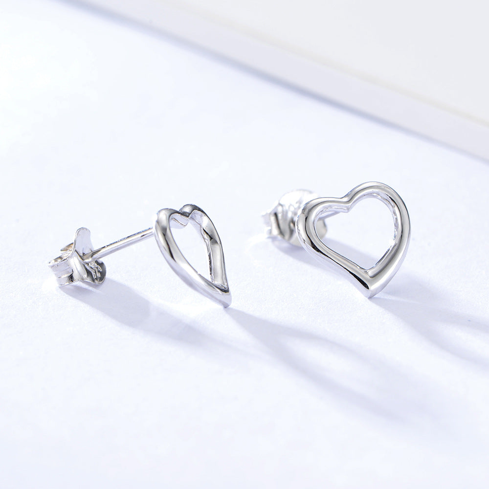 Heart-shape Silver Studs Earrings for Women