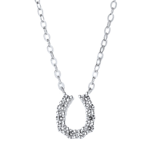 U-shaped Zircon Horseshoe Pendant Silver Necklacefor Women