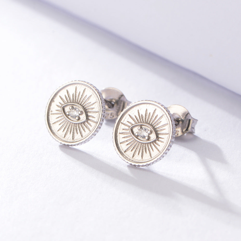 Devil's Eye with Zircon Silver Studs Earrings for Women