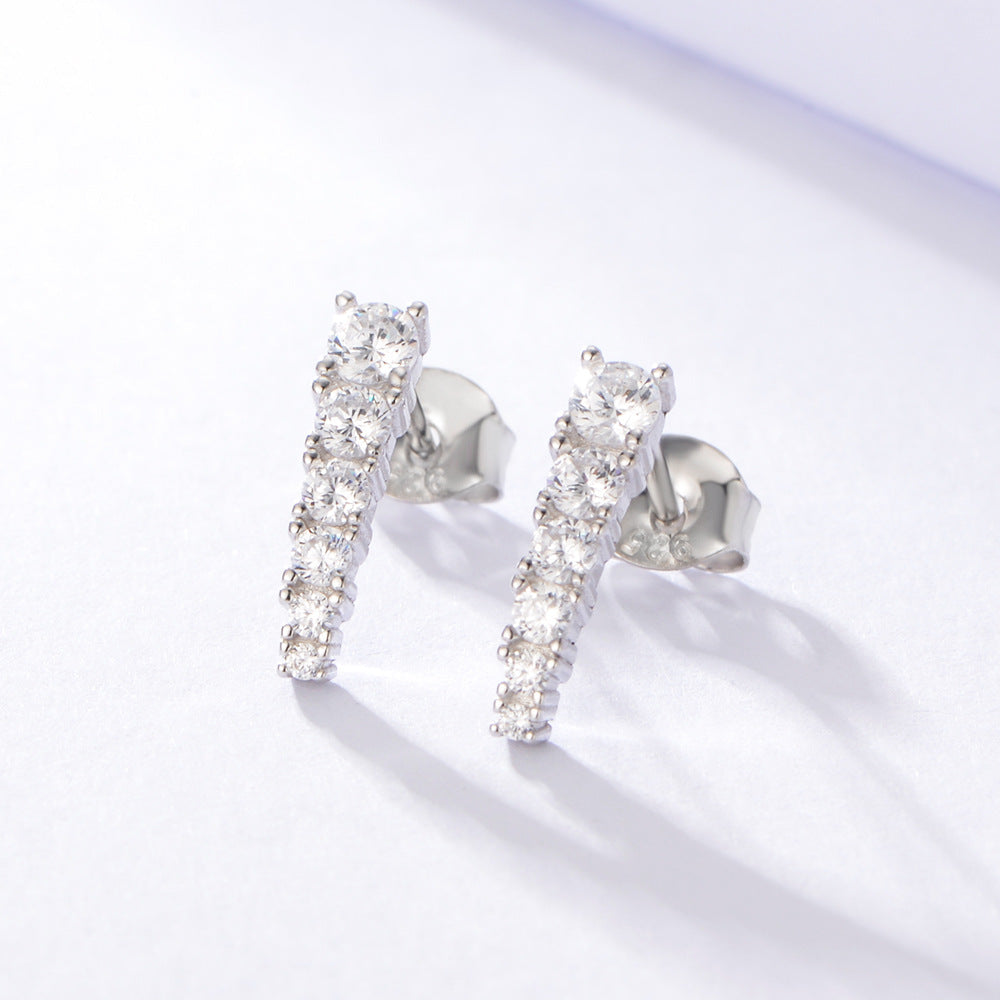 Beading Zircon Silver Studs Earrings for Women