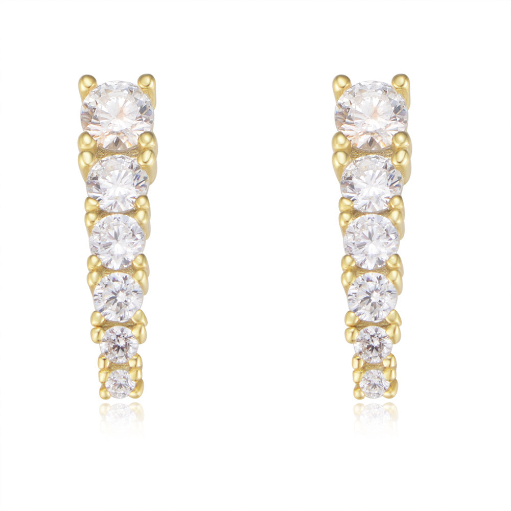 Beading Zircon Silver Studs Earrings for Women