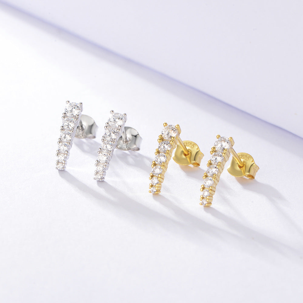 Beading Zircon Silver Studs Earrings for Women