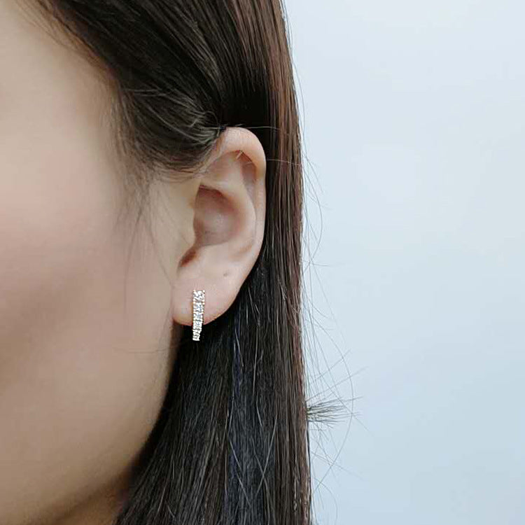 Beading Zircon Silver Studs Earrings for Women