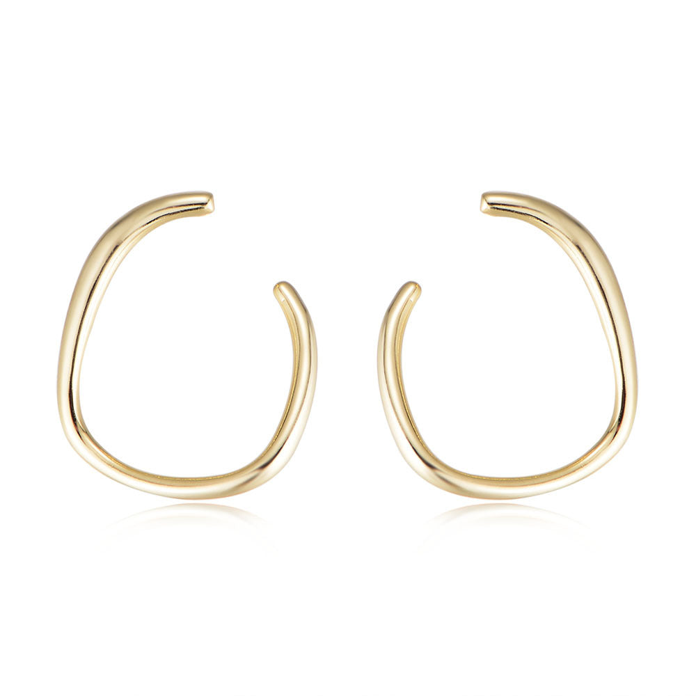 Geometric C-shaped Silver Studs Earrings for Women