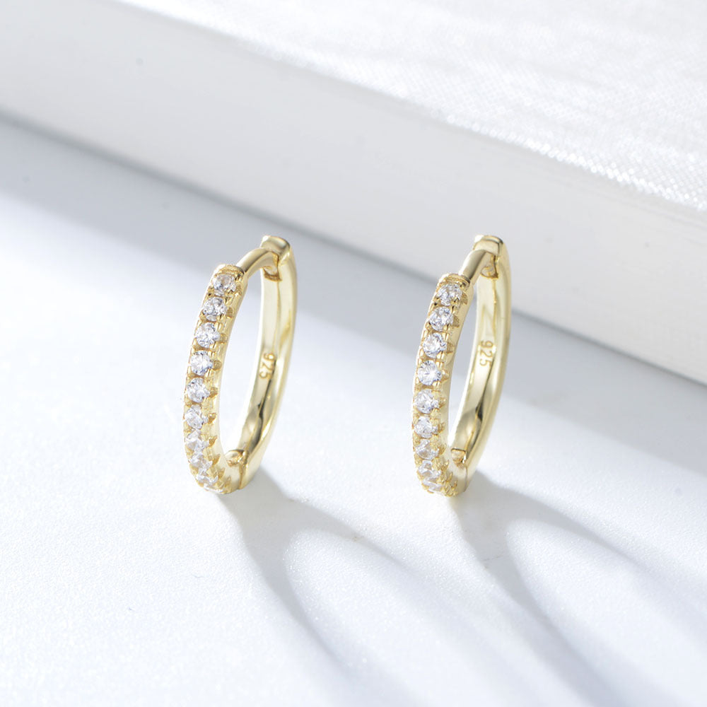 Half Circle Zircon Silver Hoop Earrings for Women